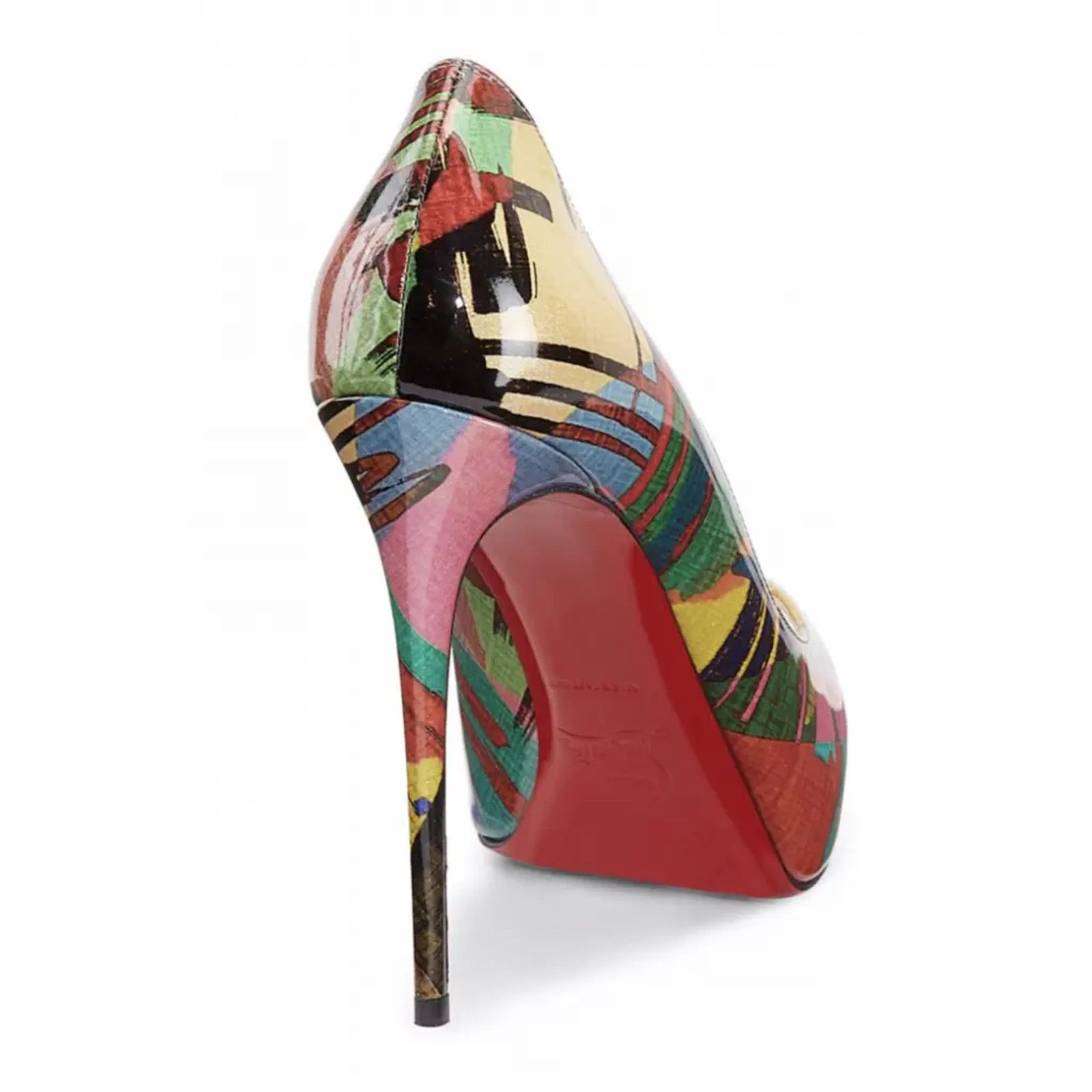 Christian Louboutin New Very Prive 120 Patent Mag Multicolor Peep Heel Pump 37.5 Size US 7.5 / IT 37.5 - 10 Thumbnail