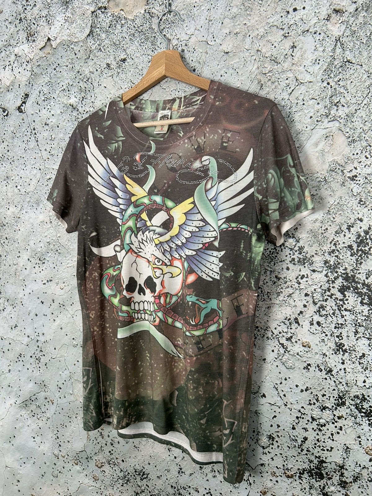 Ed Hardy Vintage Ed Hardy Y2K Punk Avant Garde Tee Grunge Skate Size US S / EU 44-46 / 1 - 2 Thumbnail