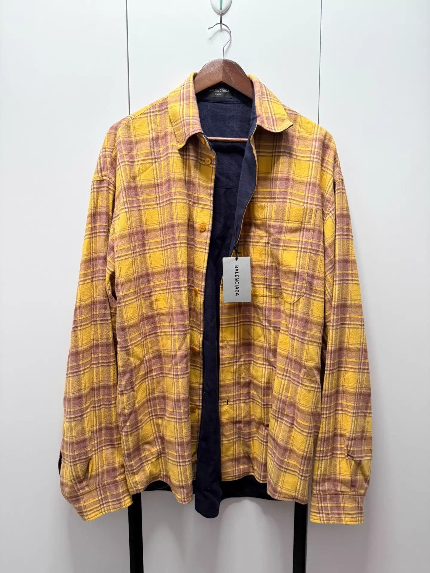 Balenciaga Balenciaga double-sided yellow blue plaid flannel shirt Jkt Size US XXS / EU 40 - 1 Thumbnail