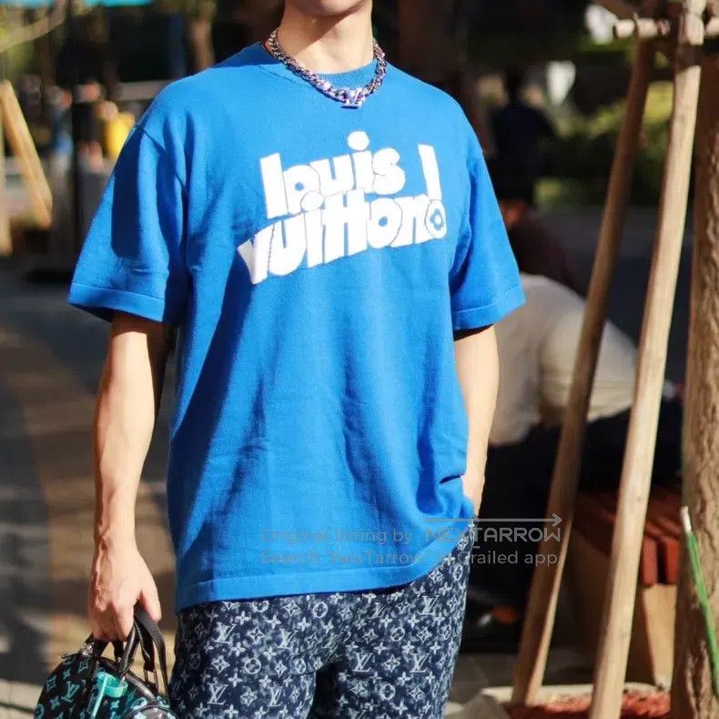 Louis Vuitton Louis Vuitton Logo jacquard blue knit short sleeves Size US L / EU 52-54 / 3 - 7 Thumbnail