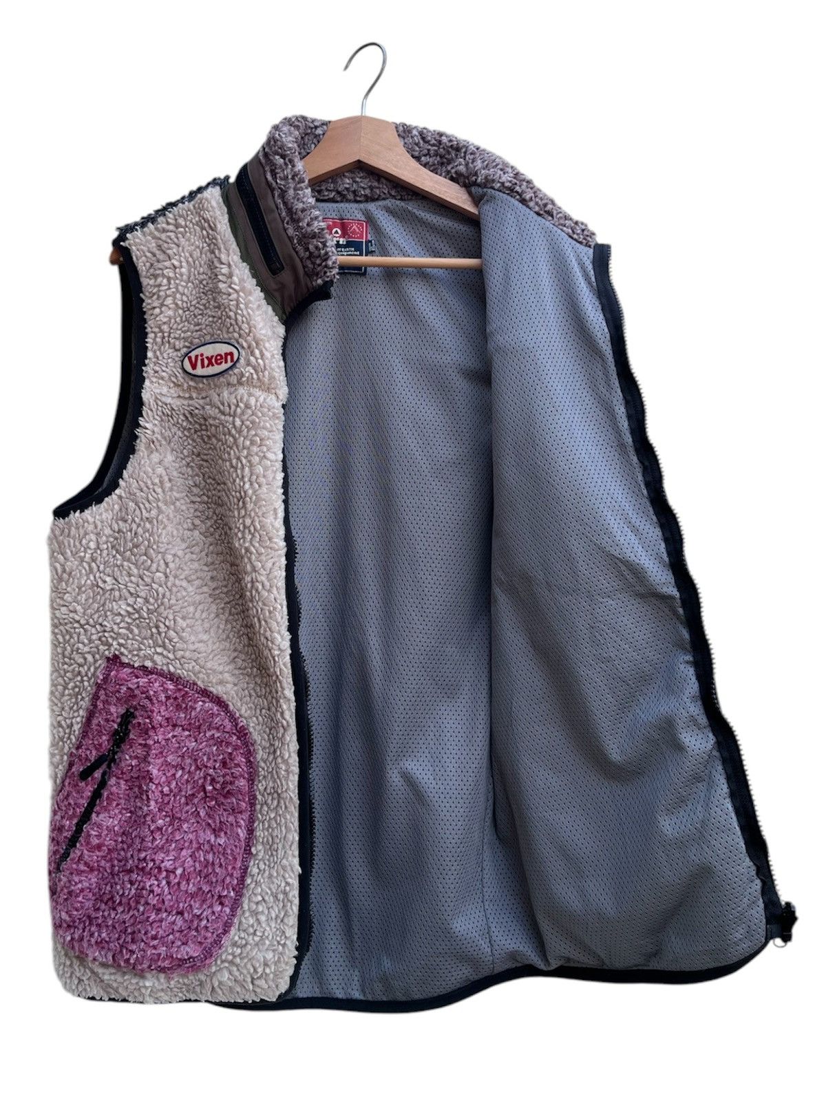 GRN Grn Tokyo Patchwork Design Deep Pile Fleece Vest Size US M / EU 48-50 / 2 - 3 Thumbnail