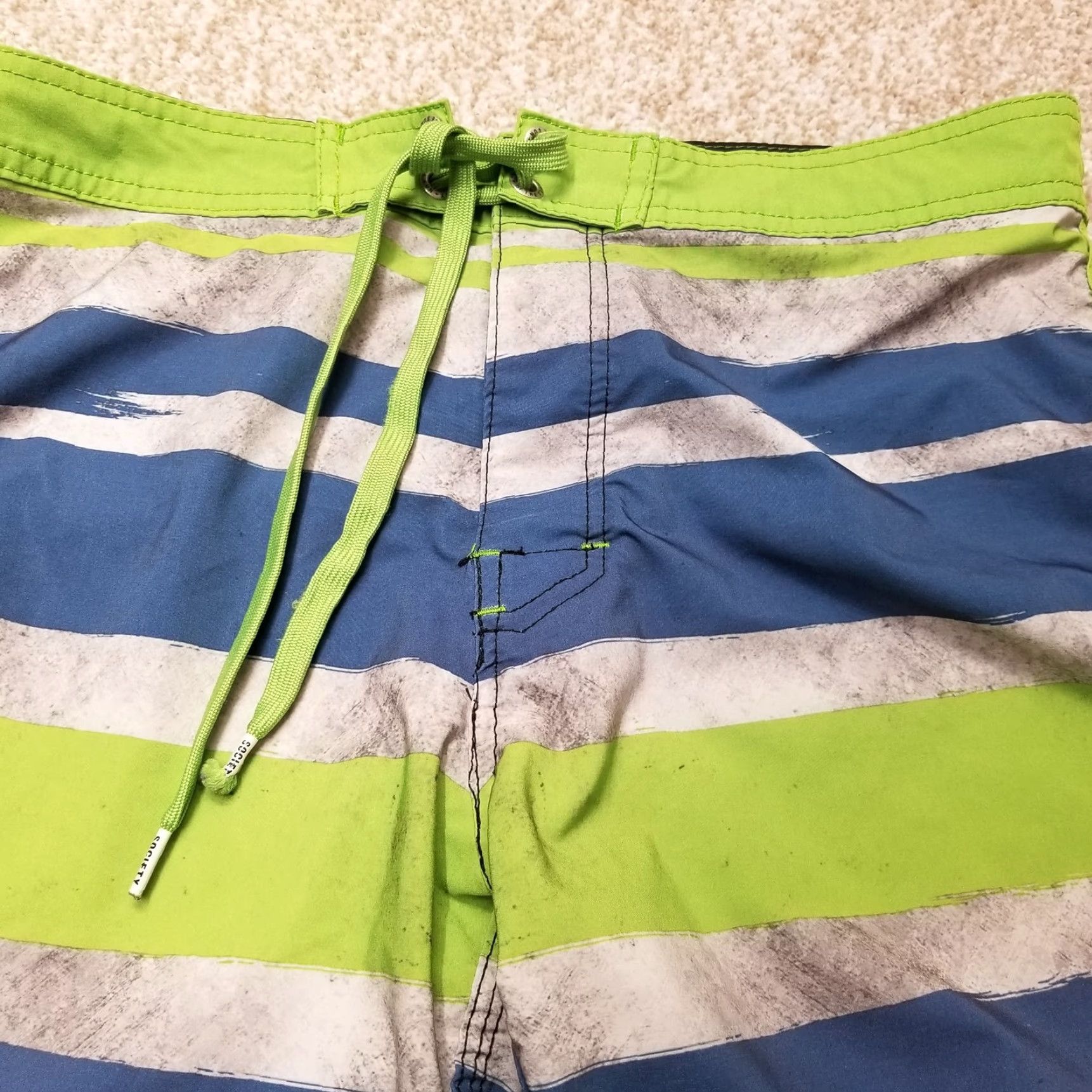 Vintage Society of The Sun Short Men 32 Green Blue Hybrid Cargo Stretch Swim Board Trunk Size US 32 / EU 48 - 2 Thumbnail