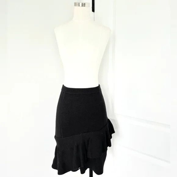 Sandro Cotton Ruffle Knit Skirt Fall Party Gift Spring Summer Size 26" / US 2 / IT 38 - 2 Thumbnail