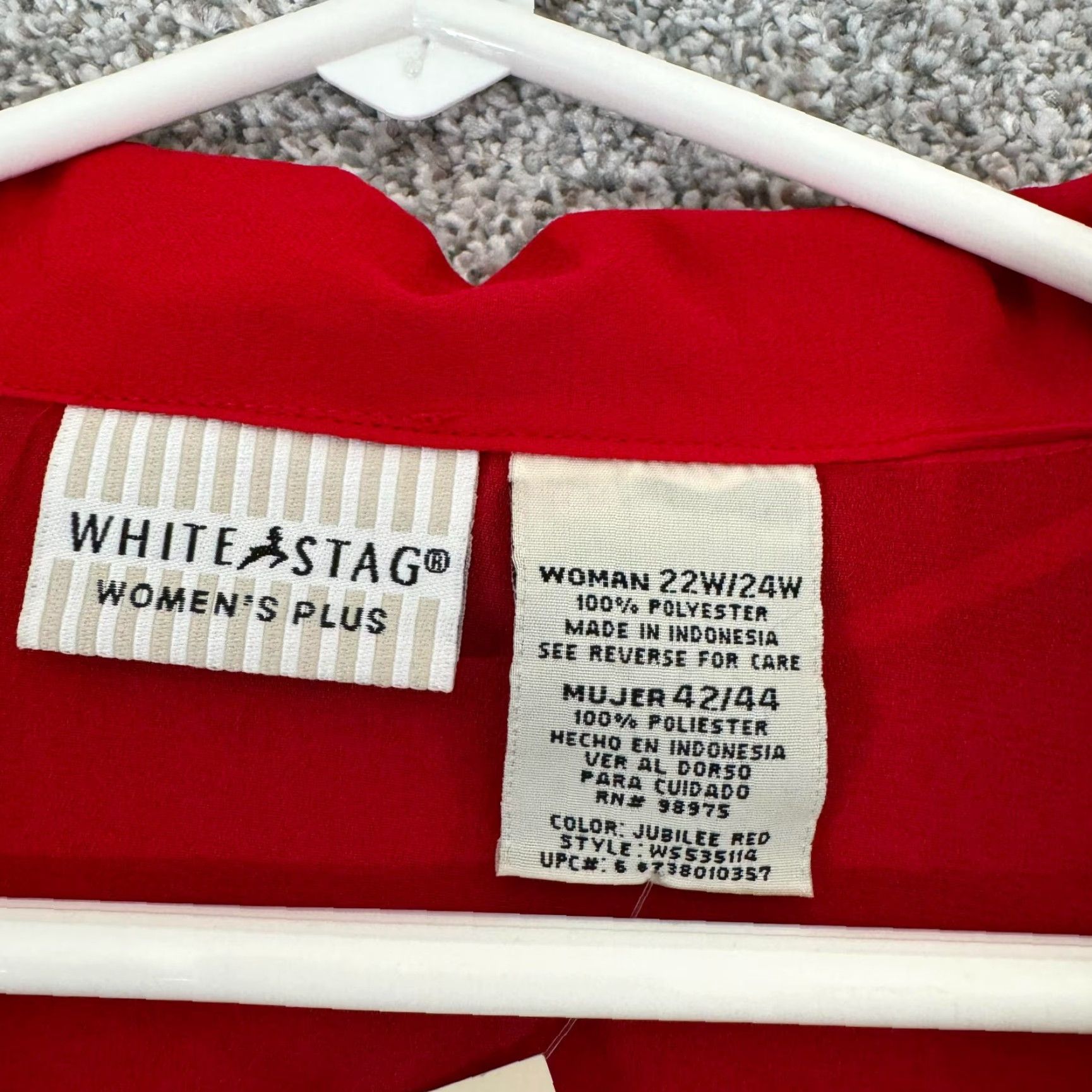 Vintage VINTAGE 90s does 70s Blouse Necktie Scarf Womens Plus 22W/24W Secretary Preppy White Stag Red 3/4 Sleeve Button Collared Polyester Blouse Scarf Size 3XL / US 20-22 - 4 Thumbnail
