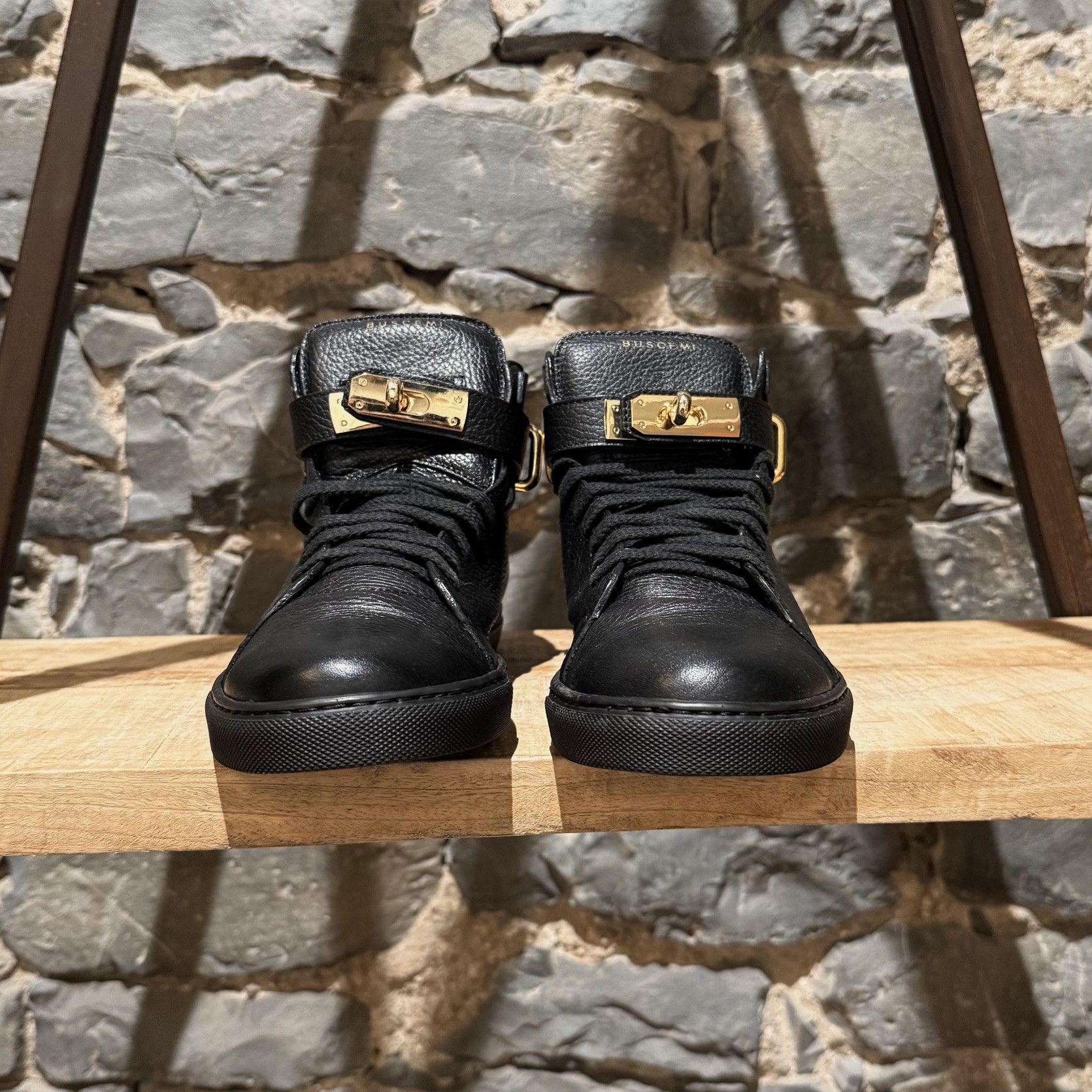 Buscemi Buscemi Black Leather 100MM High Top Sneakers Size US 9 / EU 42 - 2 Thumbnail