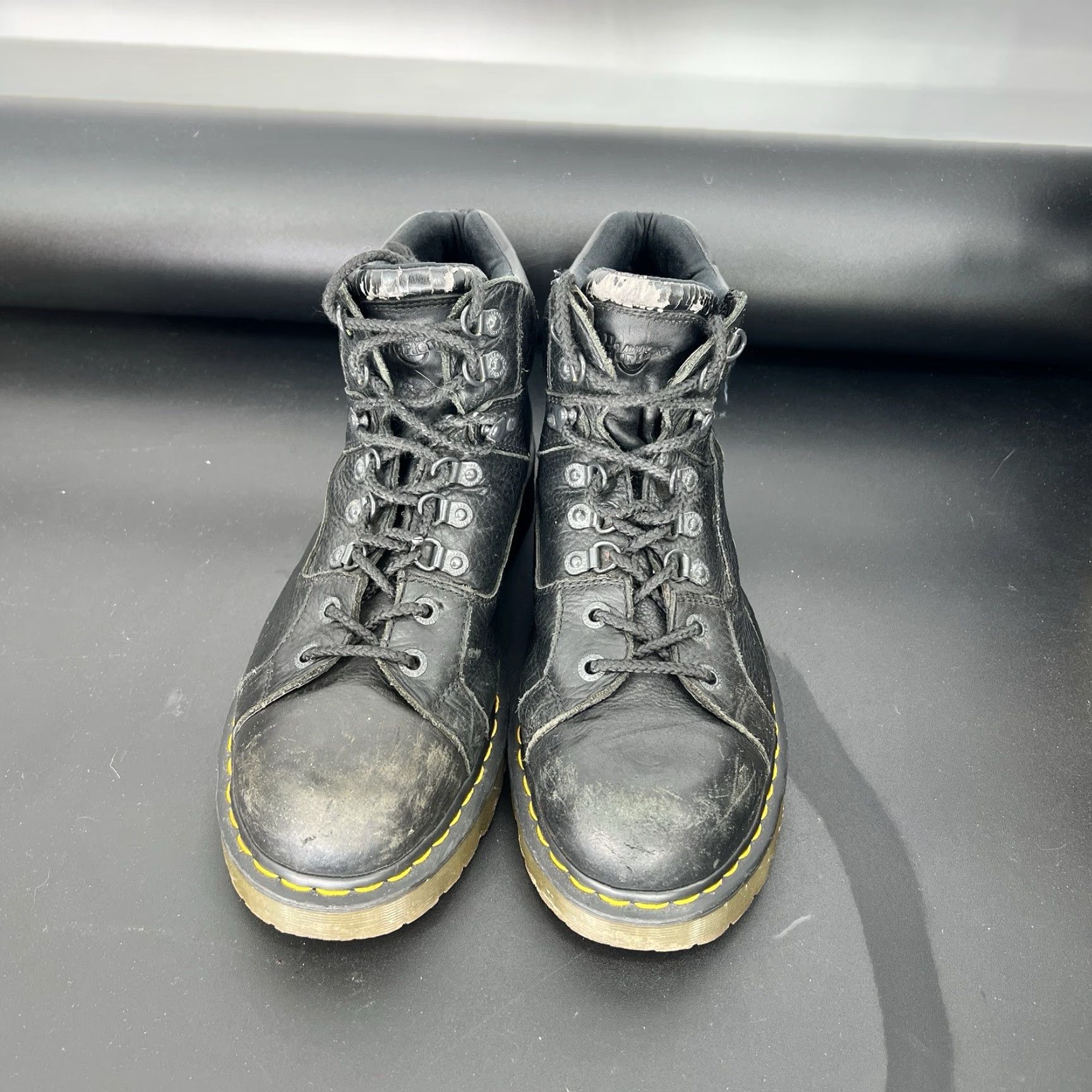 Dr. Martens VINTAGE Dr. Martens DMs Black Leather Mid Rise Work Biker Boots Mens US 14 Boots Size US 14 / EU 47 - 2 Thumbnail