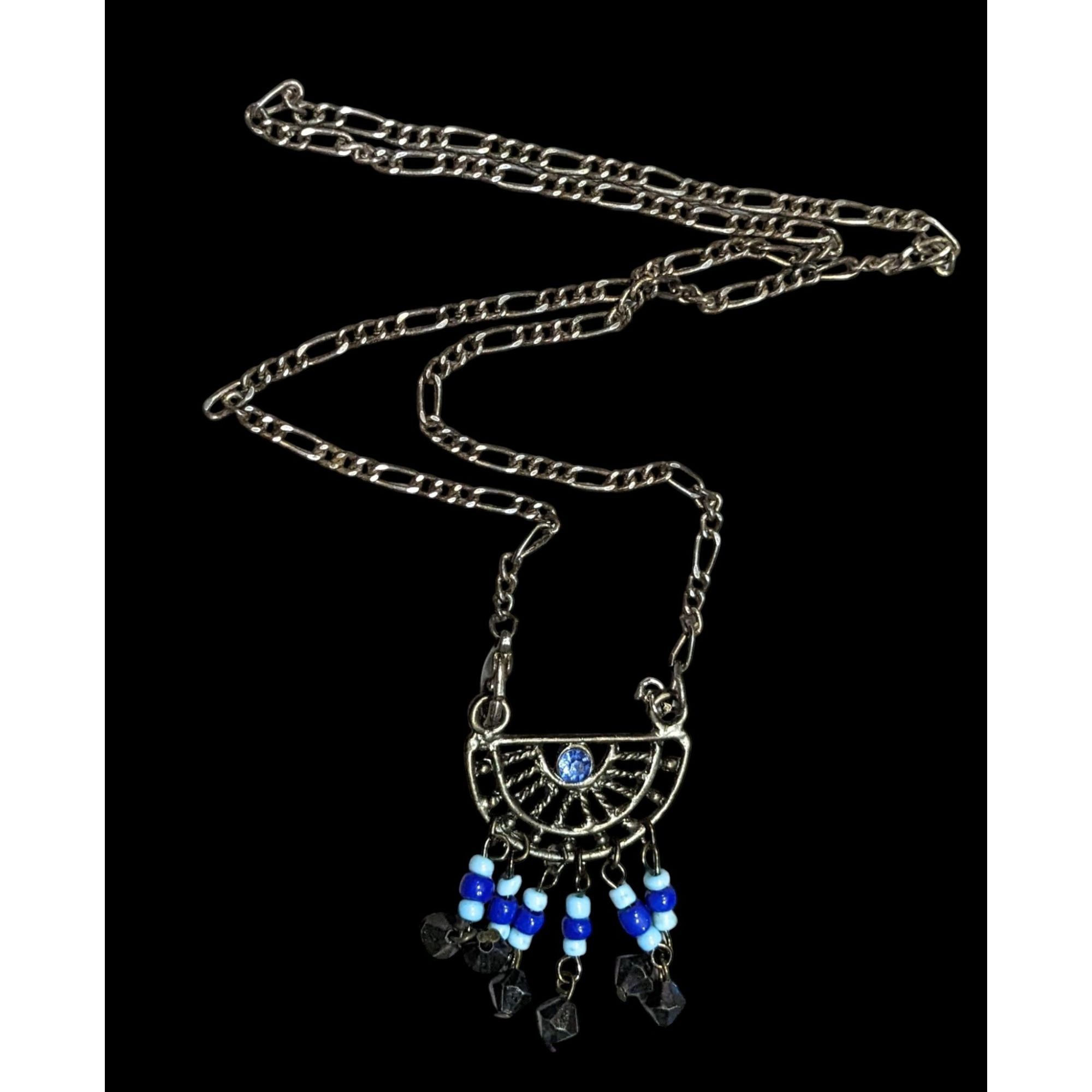 Other Bohemian Blue And Silver Tone Tassel Pendant Necklace Size ONE SIZE - 1 Thumbnail