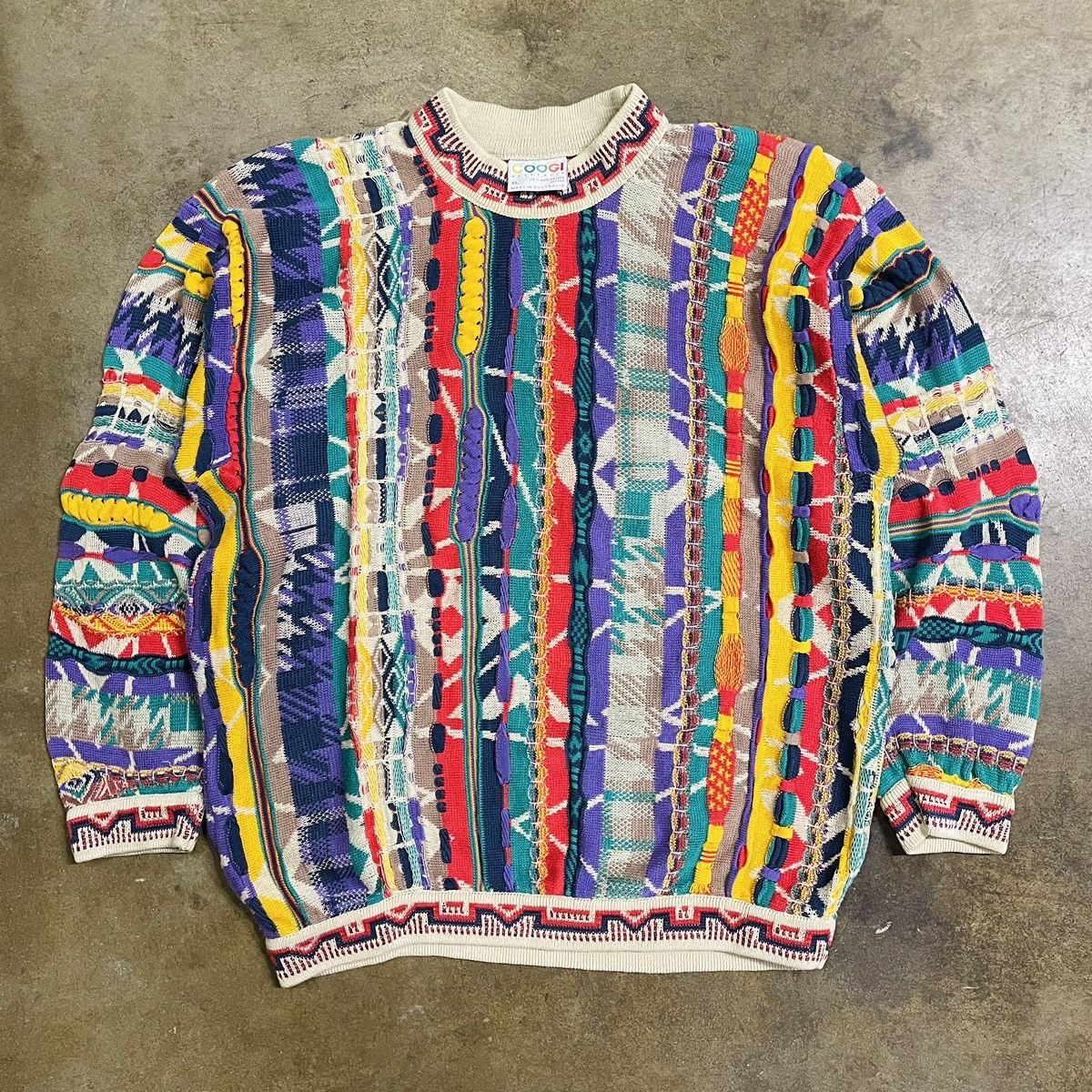 image of Archival Clothing x Coogi Vintage Coogi Colorful Knit Sweater Notorious Big Archive, Men's (Size XL