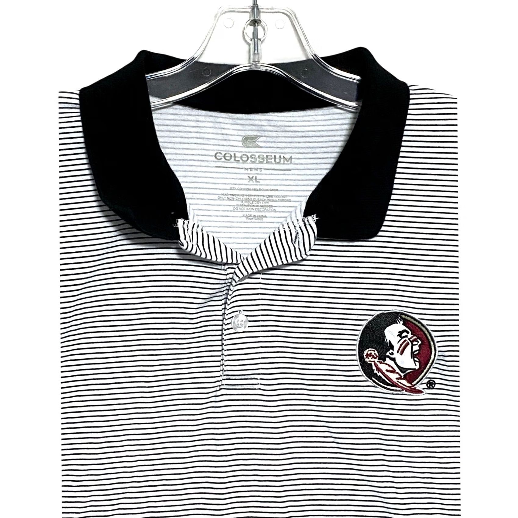Vintage Colosseum FSU Polo Shirt Mens XL Athletic Golf College Preppy White Striped Embroidered Shirt Size US XL / EU 56 / 4 - 2 Thumbnail