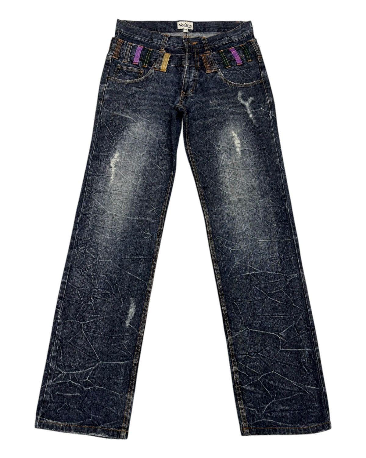 If Six Was Nine NYLAUS DOUBLE WAIST DISTRESSED DENIM JEANS Size US 32 / EU 48 - 7 Thumbnail