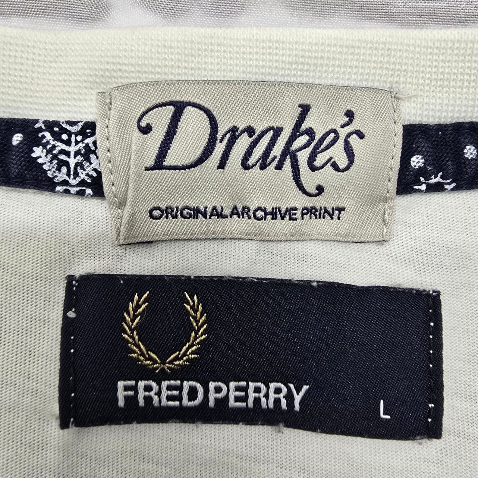 Fred Perry Fred Perry x Drake's Men’s White Paisley T-Shirt L Regular Cotton Size US L / EU 52-54 / 3 - 3 Thumbnail