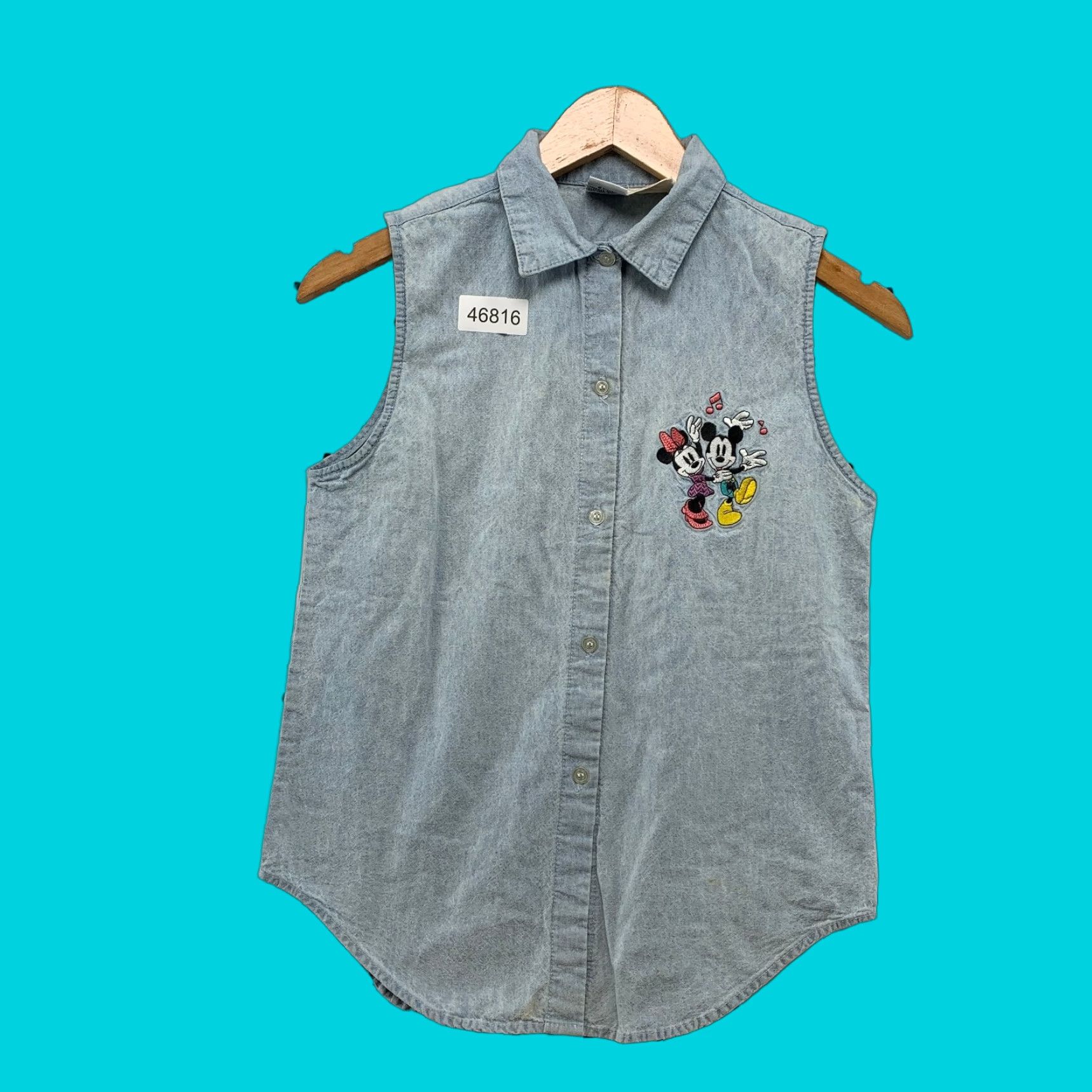 CO VINTAGE Mickey & Co Button Denim Shirt Womens Medium Size 10 Embroidered Blue 100% Cotton Denim Shirt Mickey Embroidered Casual Womens Shirt 90s? Size M / US 6-8 / IT 42-44 - 1 Thumbnail