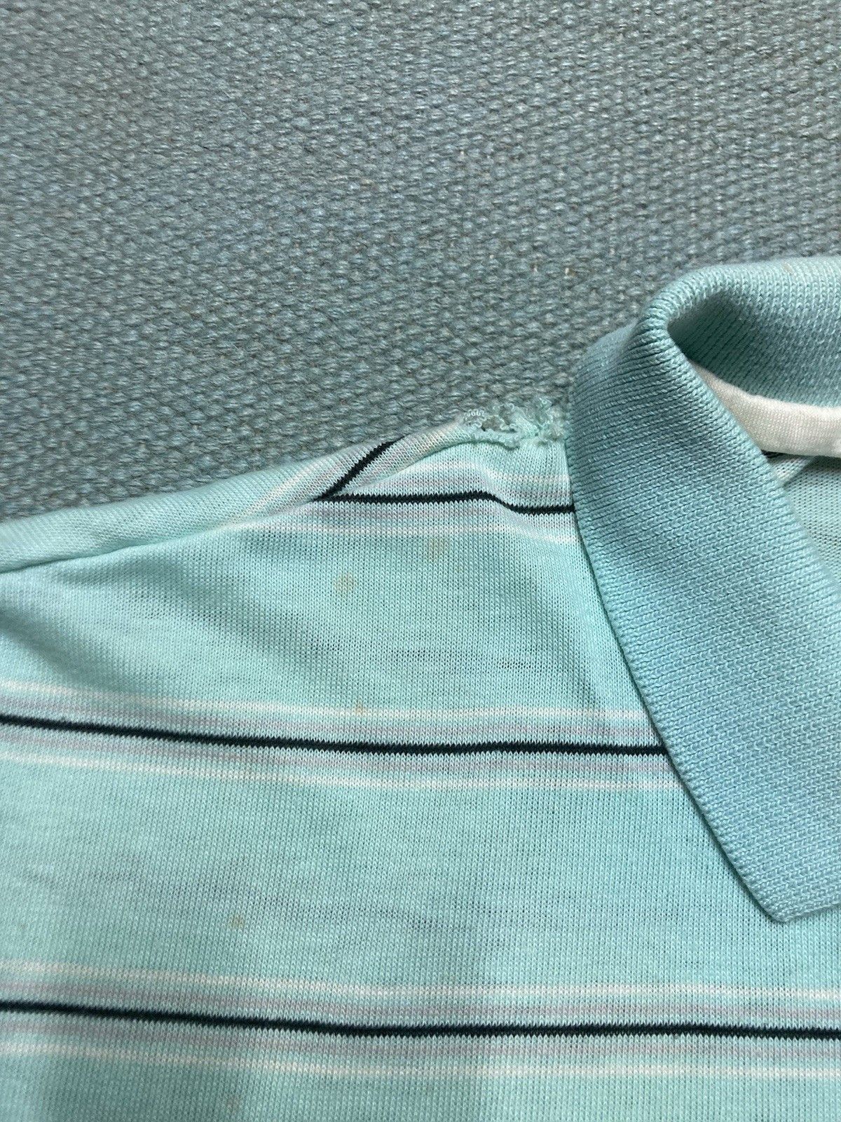 Vintage Vtg 70s 80 polo shirt tiffany blue striped distressed medium Size US M / EU 48-50 / 2 - 4 Thumbnail