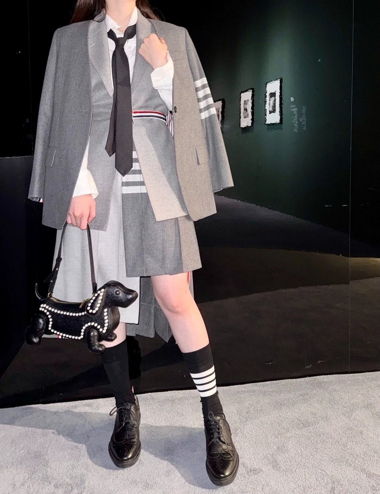 Thom Browne Thom Browne Women's 4-Bar Short Socks Deep Gray Size ONE SIZE - 7 Thumbnail