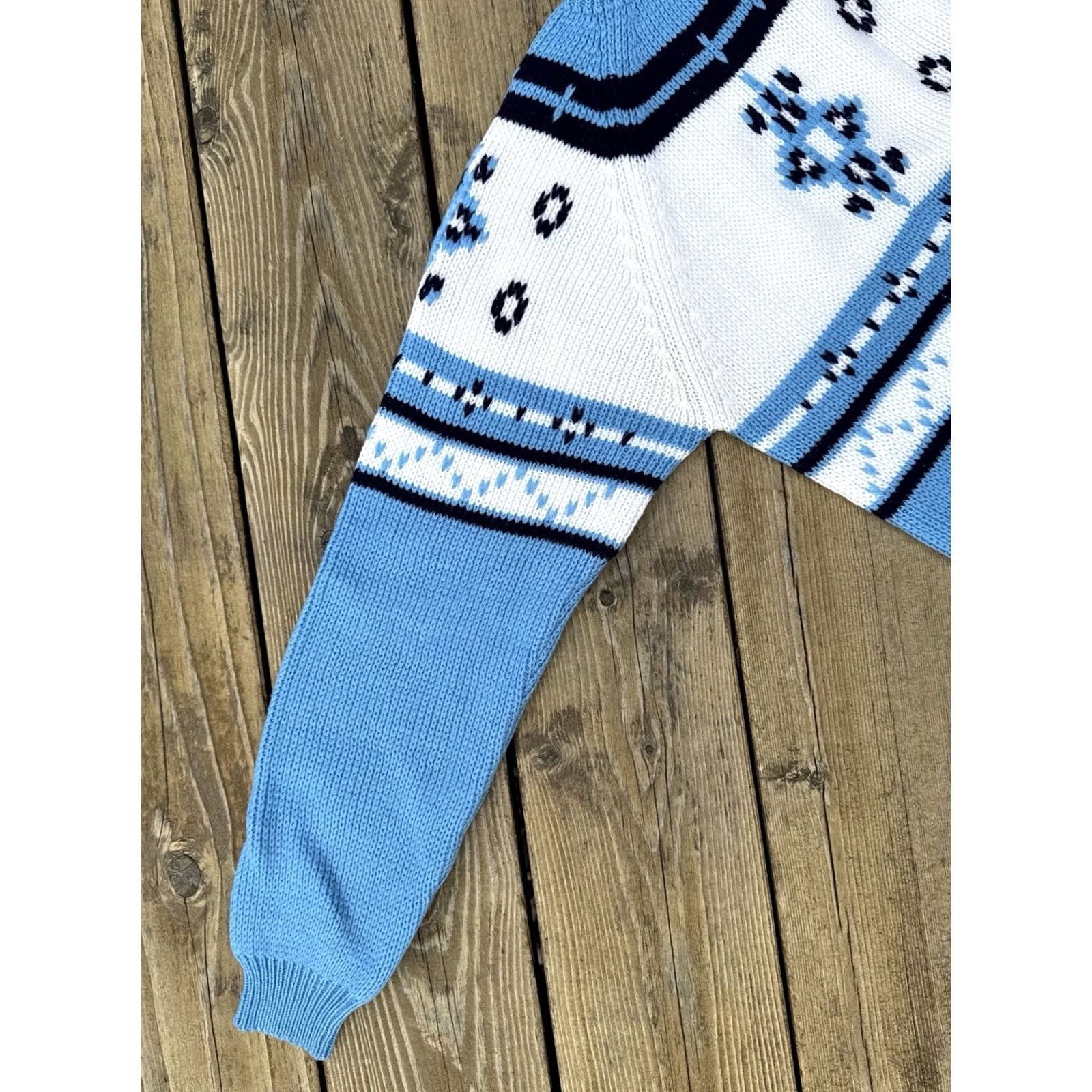 Vintage VINTAGE Nordic Sweater Blue White Ski Fair Isle Knit Womens S Size S / US 4 / IT 40 - 5 Thumbnail