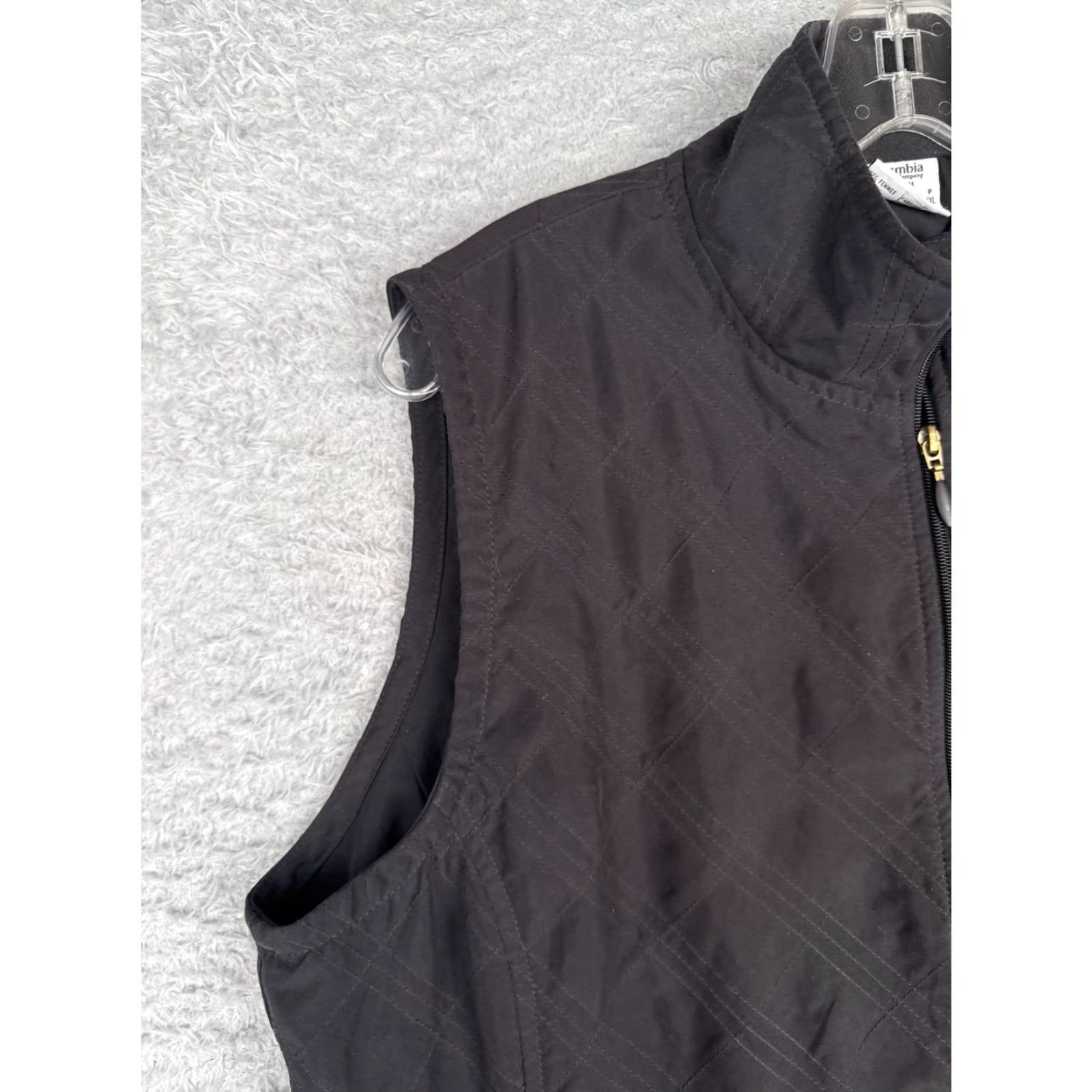 Vintage Columbia Vest Women XL Black Argyle Pattern 100% Polyester Full Zip Pockets Size XL / US 12-14 / IT 48-50 - 6 Thumbnail