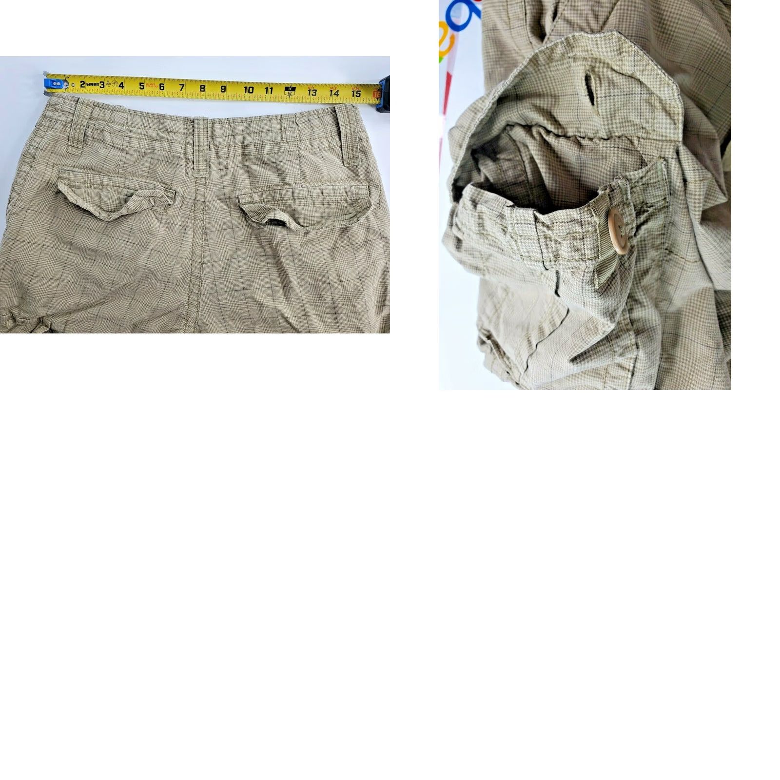 Vintage Aéropostale Cargo Shorts Men 30 Khaki Drawstring Plaid Board Swim 11” Inseam Casual Cargo Pocket Beige 100% Cotton Mens Size ONE SIZE - 8 Thumbnail