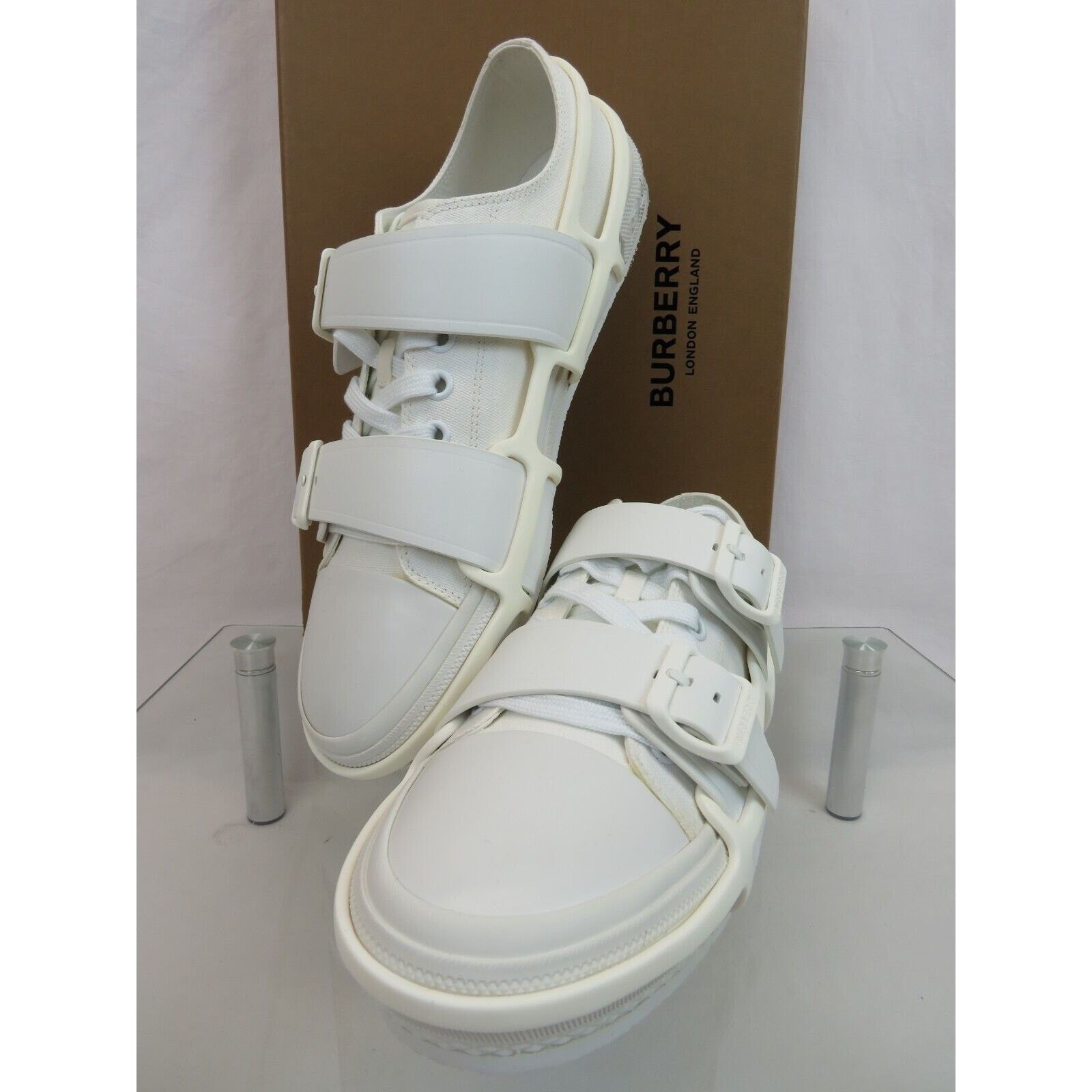 Burberry BURBERRY VERS WHITE CANVAS RUBBER STRAPS LOGO SNEAKERS 44 11 Size US 11 / EU 44 - 10 Thumbnail