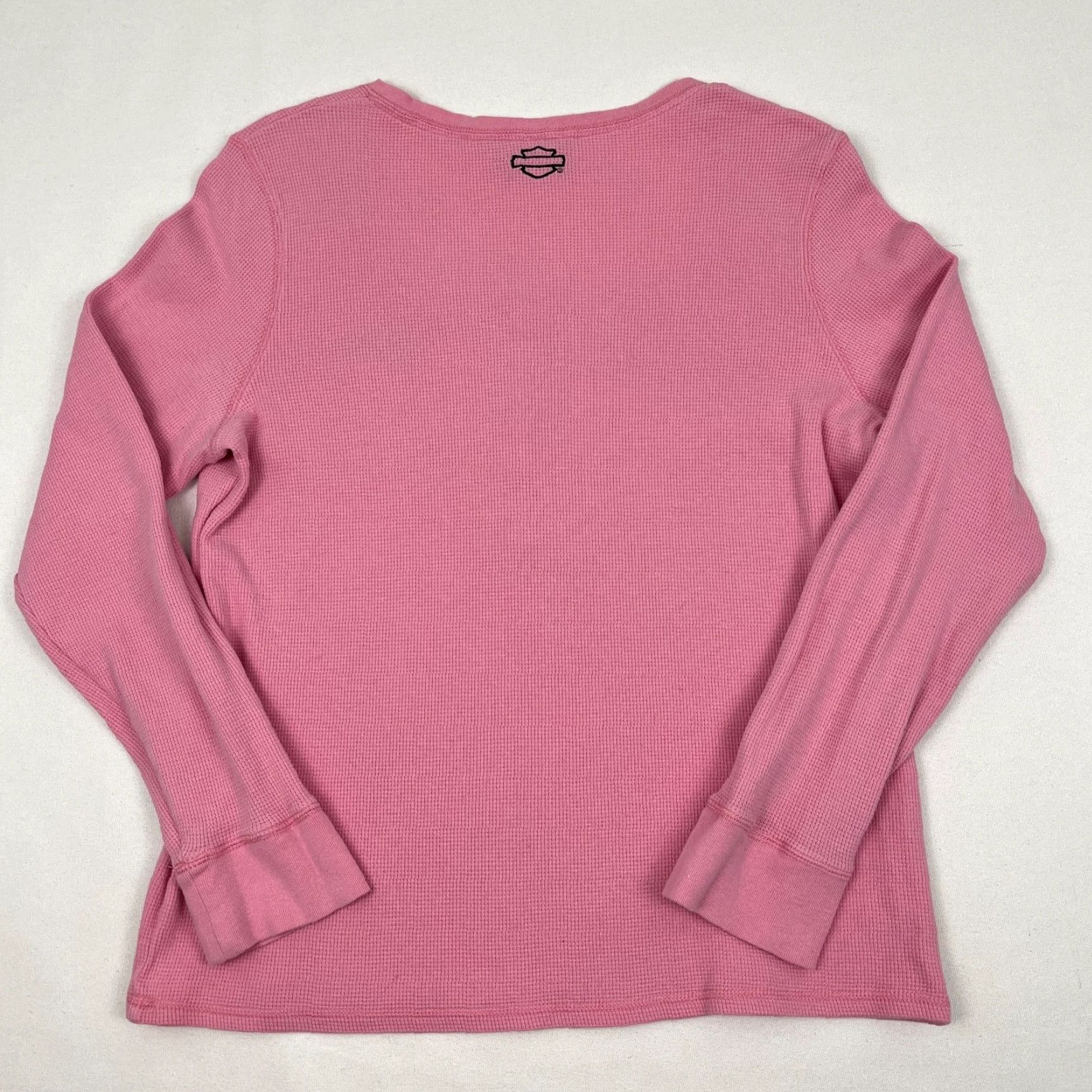 Harley Davidson Harley-Davidson Shirt Womens L Pink Embroidered Thermal Waffle Henley Y2K Size L / US 10 / IT 46 - 7 Thumbnail