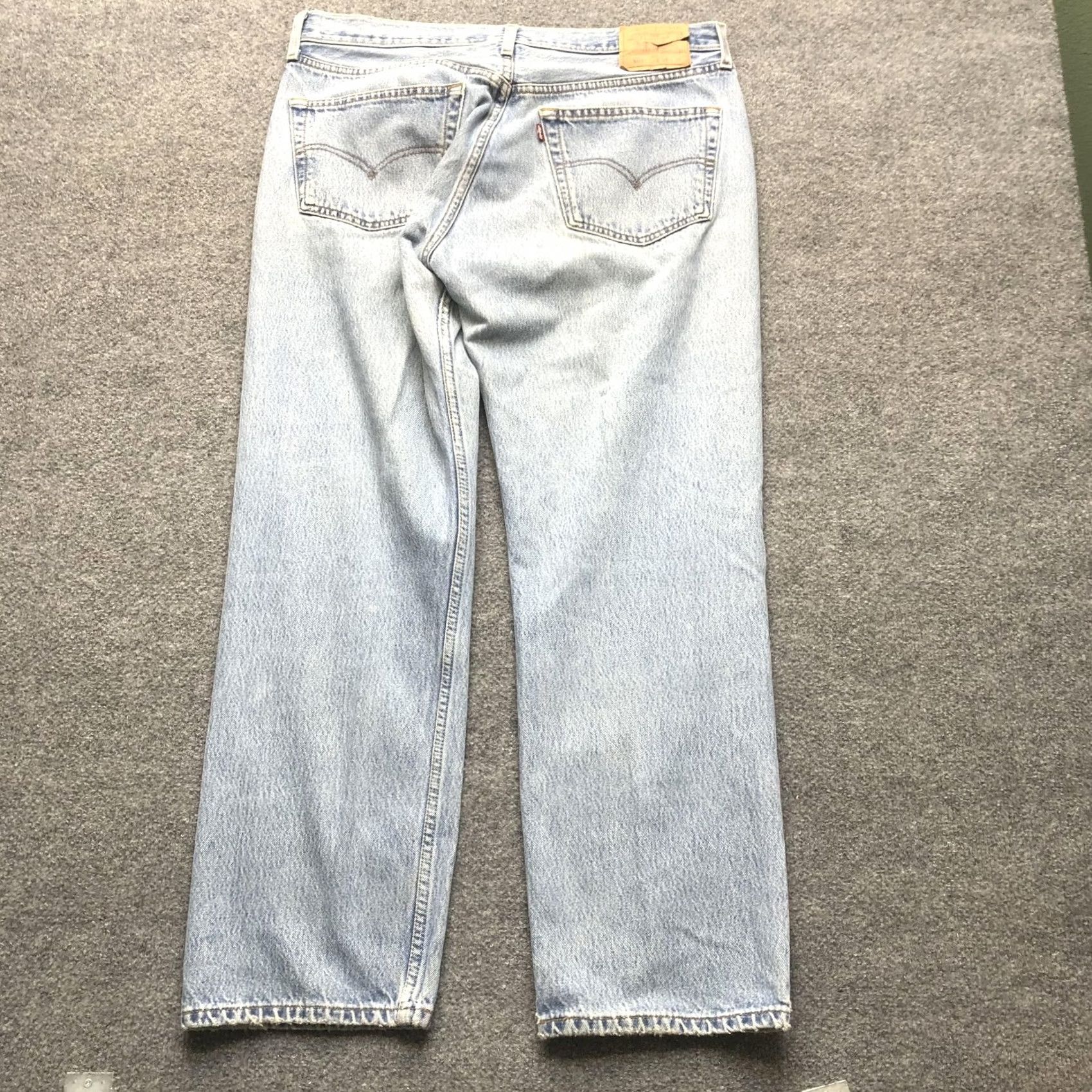 Levi's Levi's 501 Jeans Mens 38x30 Blue Light Wash Straight Button Fly Denim Pants Size US 38 / EU 54 - 6 Thumbnail