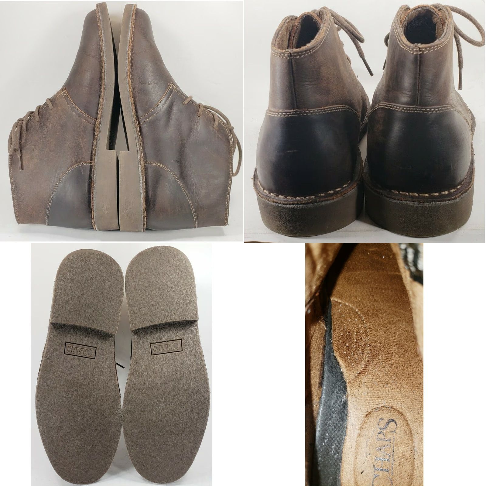 Chaps VINTAGE CHAPS CHUKKA DESERT BOOTS MEN'S 13M BROWN CASUAL Leather Finish Size US 13 / EU 46 - 8 Thumbnail