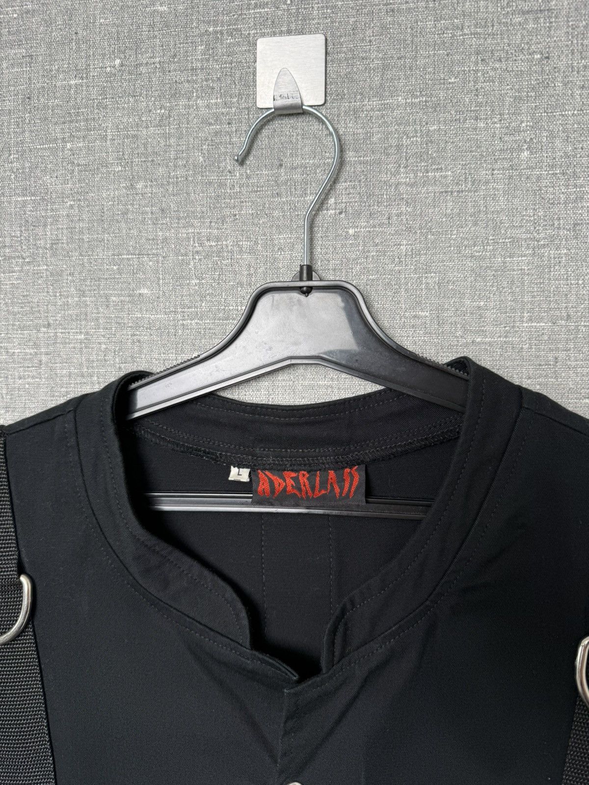 20471120 Aderlass Gothic Punk Black Sleeveless Vest with Straps Rings Size L / US 10 / IT 46 - 15 Thumbnail