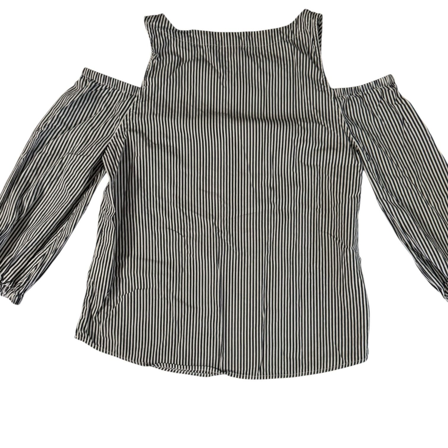 Gap GAP Blue & White Striped Open Shoulder Shirt XS Top Size XS / US 0-2 / IT 36-38 - 6 Thumbnail