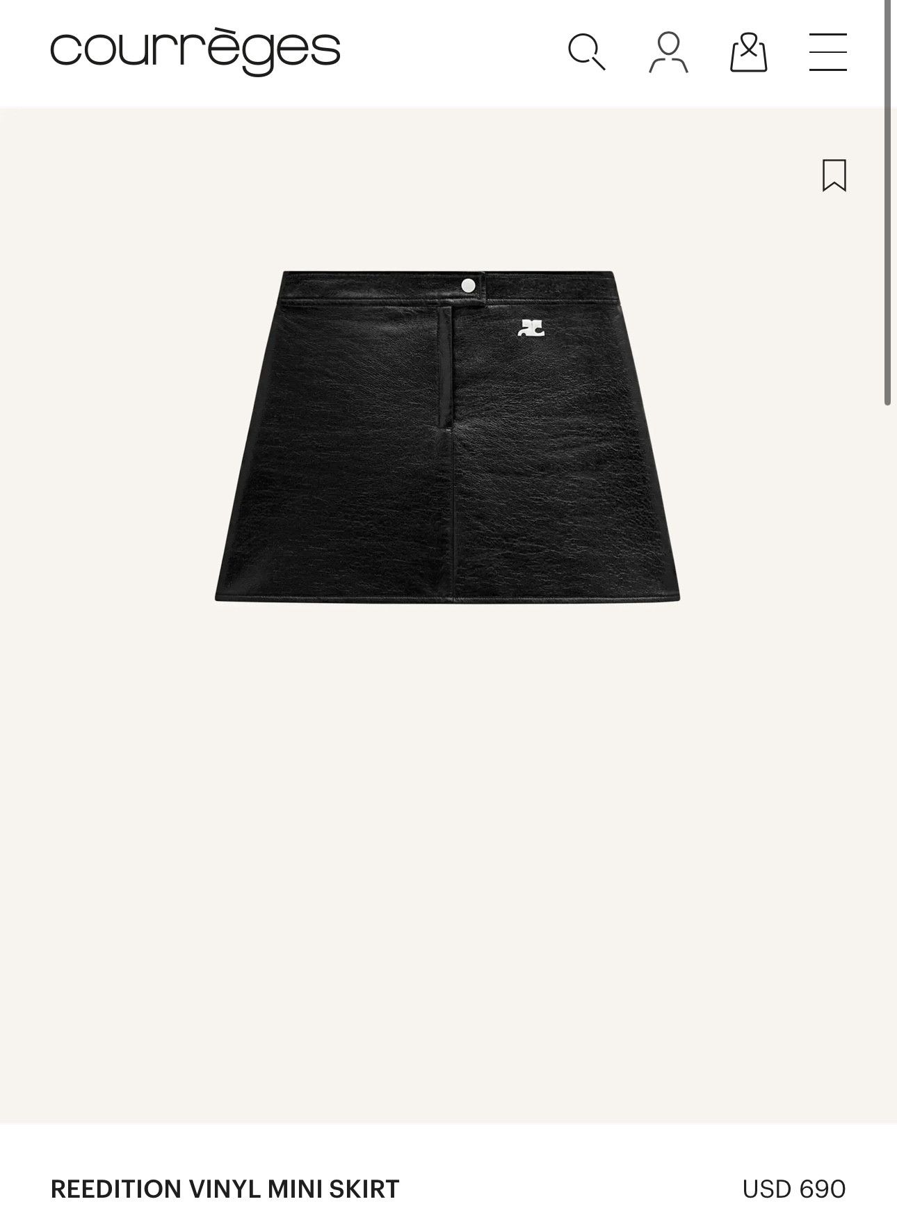 Courreges REEDITION VINYL MINI SKIRT Size 36" / US 14 / IT 50 - 1 Thumbnail