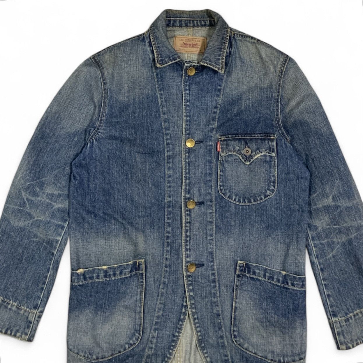 Levi's Vintage Clothing Vintage Levi's 70802 Washed Chore Coverall Denim Work Jacket Size US M / EU 48-50 / 2 - 2 Thumbnail