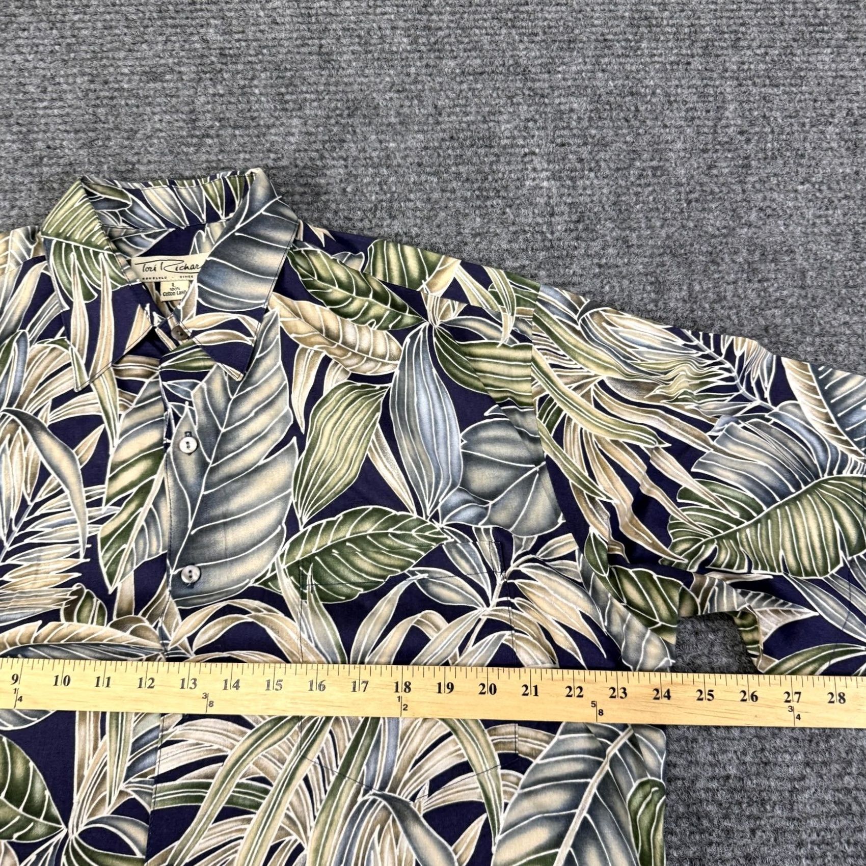 Tori Richard Tori Richard Shirt Mens Large Multicolor Leaf Hawaiian Aloha Cotton Tropical Shirt (L) Mens Mitt? Size US L / EU 52-54 / 3 - 7 Thumbnail