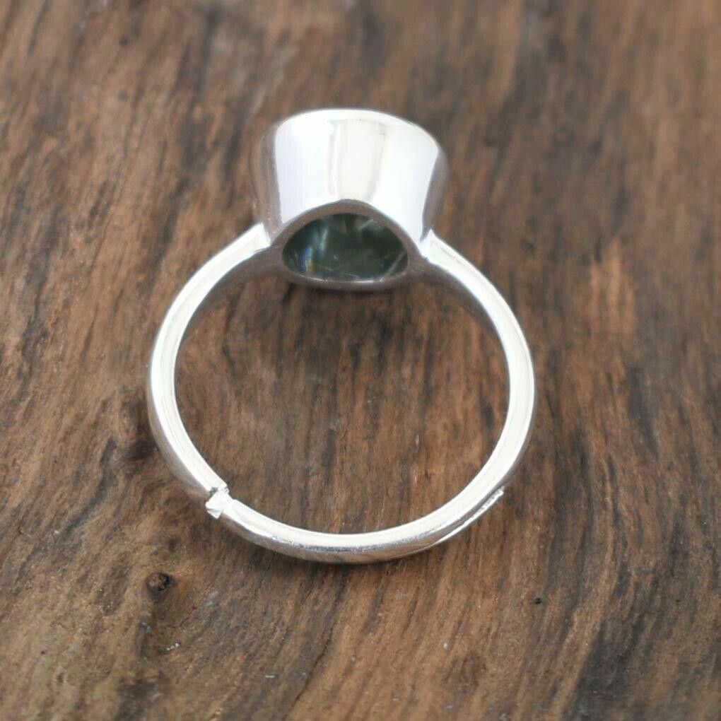 Handmade Hand Made Sterling Silver Solitaire Blue Diamond Ring 3 Cts Size ONE SIZE - 5 Thumbnail