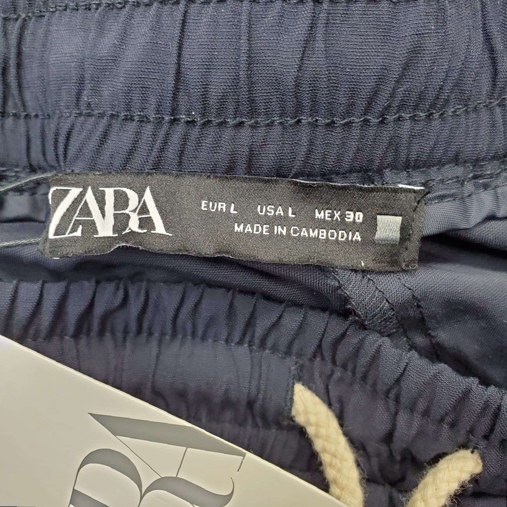 Zara Zara Jogger Pants Womens L Navy Elastic Waist Drawstring Tapered Leg Casual Size 36" / US 14 / IT 50 - 7 Thumbnail