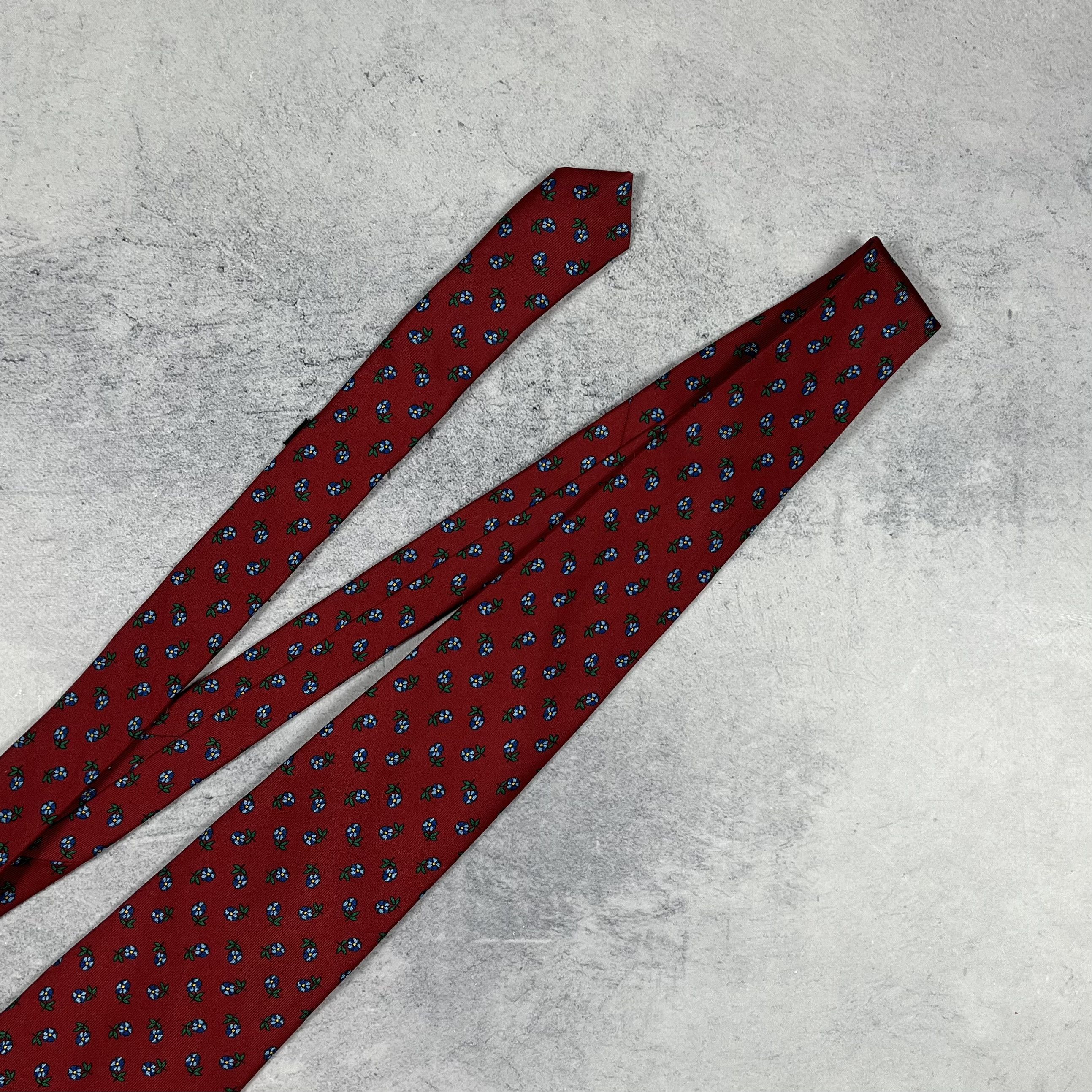 Burberry Burberry London Hand Made Silk Floral Pattern Tie Size ONE SIZE - 3 Thumbnail