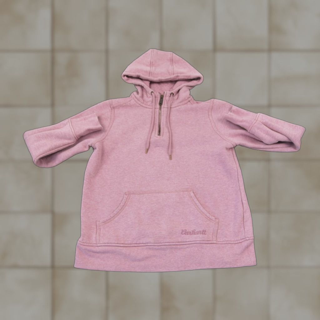 Carhartt Carhartt Hoodie Womens M Pink Clarksburg 1/4 Zip Sweatshirt Pullover Soft Logo Fleece Size M / US 6-8 / IT 42-44 - 1 Thumbnail
