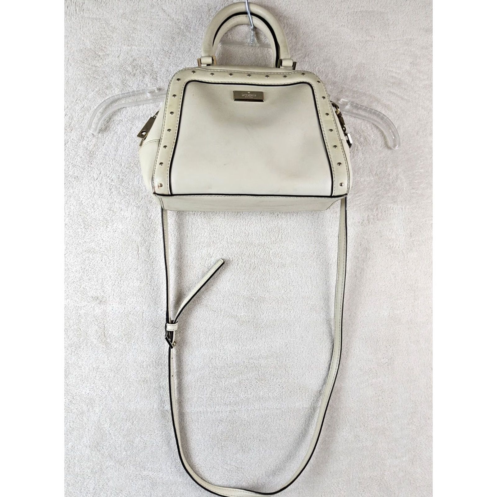 Vintage kate spade new york Satchel Crossbody Shoulder Handbag Purse Ivory Leather Double Handles Women Size ONE SIZE - 2 Thumbnail