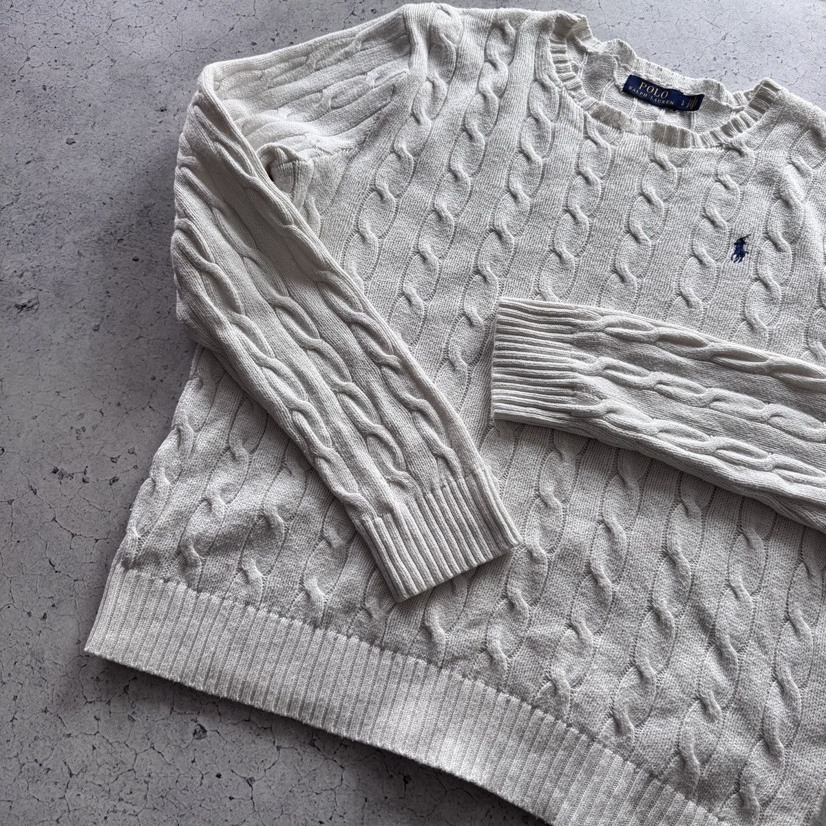 Polo Ralph Lauren Polo Ralph Lauren White Cabble Knit Sweater Casual Vintage Size US L / EU 52-54 / 3 - 11 Thumbnail