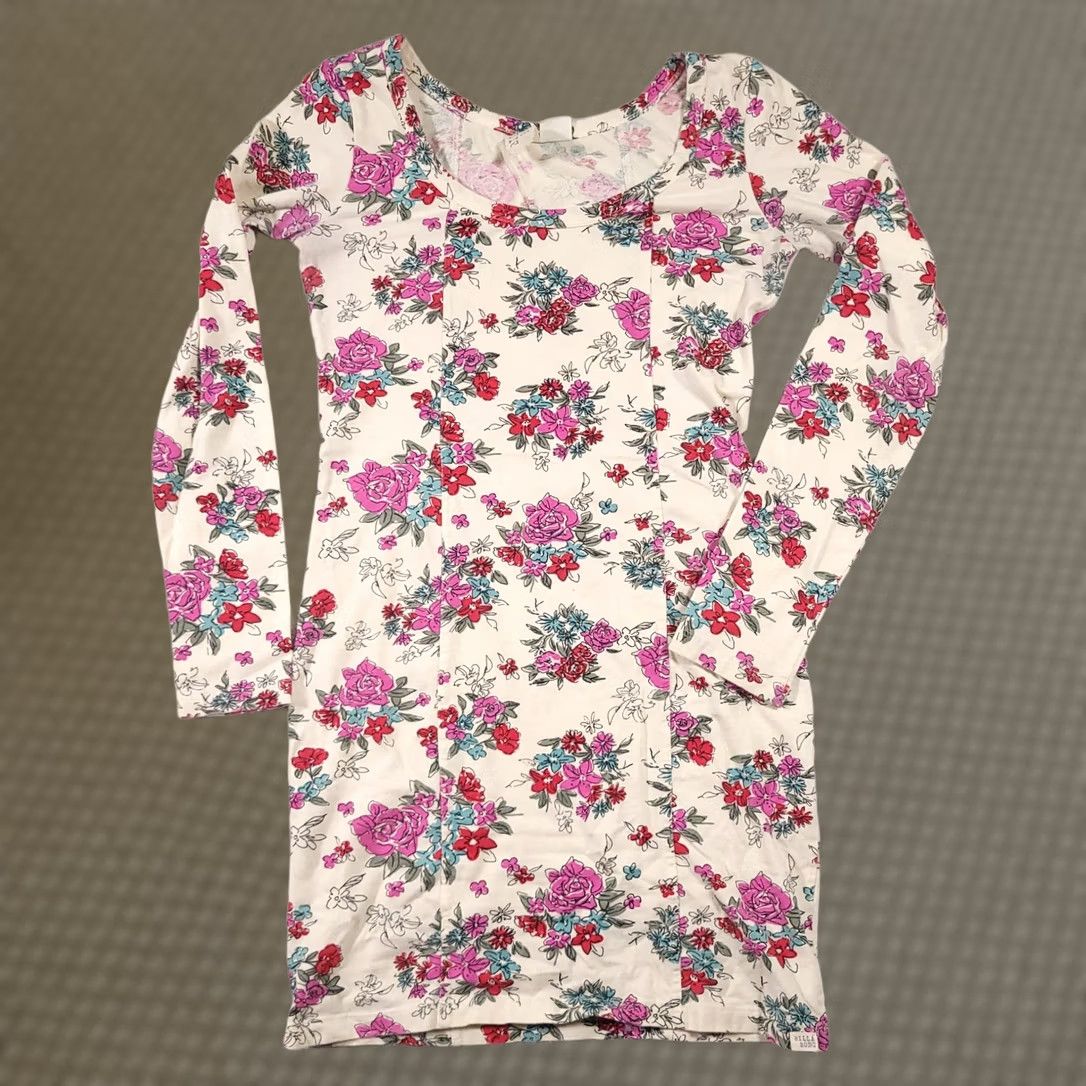 Billabong Billabong Mini Bodycon Shirt Dress Long Sleeve Womens Large Juniors Scoop Floral Dress Size L / US 10 / IT 46 - 1 Thumbnail