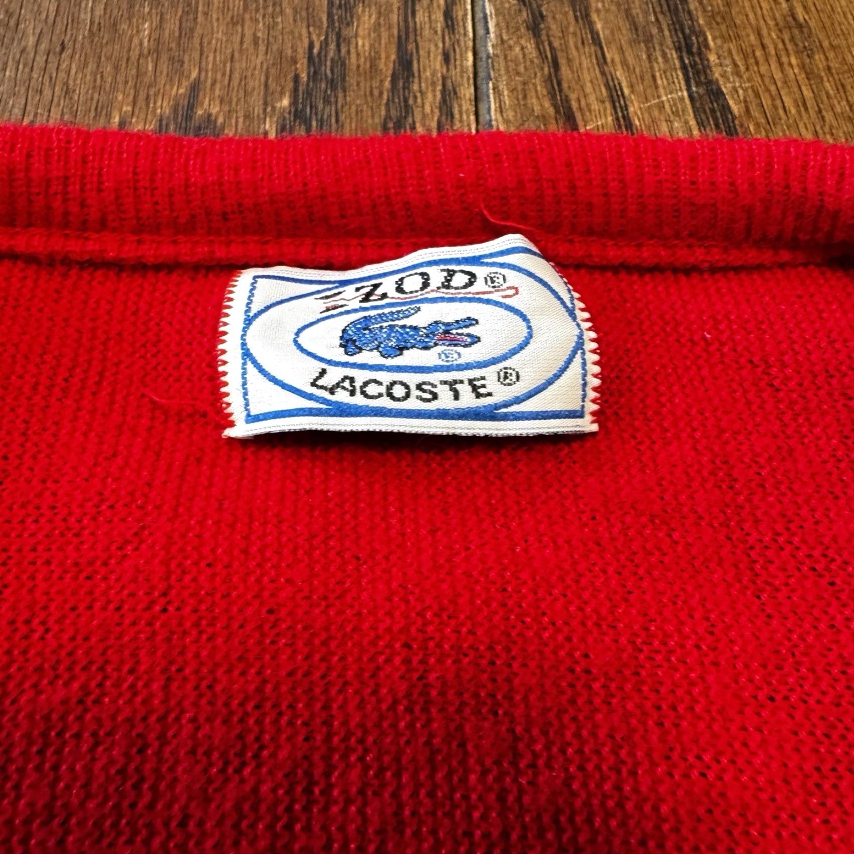 Lacoste VINTAGE Lacoste Izod Sweater V-Neck Mens XL Red Orlon Acrylic Logo Made in USA Pullover Long Sleeve Casual Walking Mens Size US XL / EU 56 / 4 - 3 Thumbnail