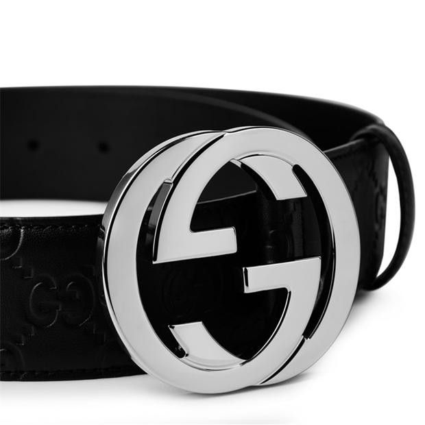 Gucci Men'S Logo Leather Gg Interlocked Embossed Belt Size 46 - 4 Thumbnail