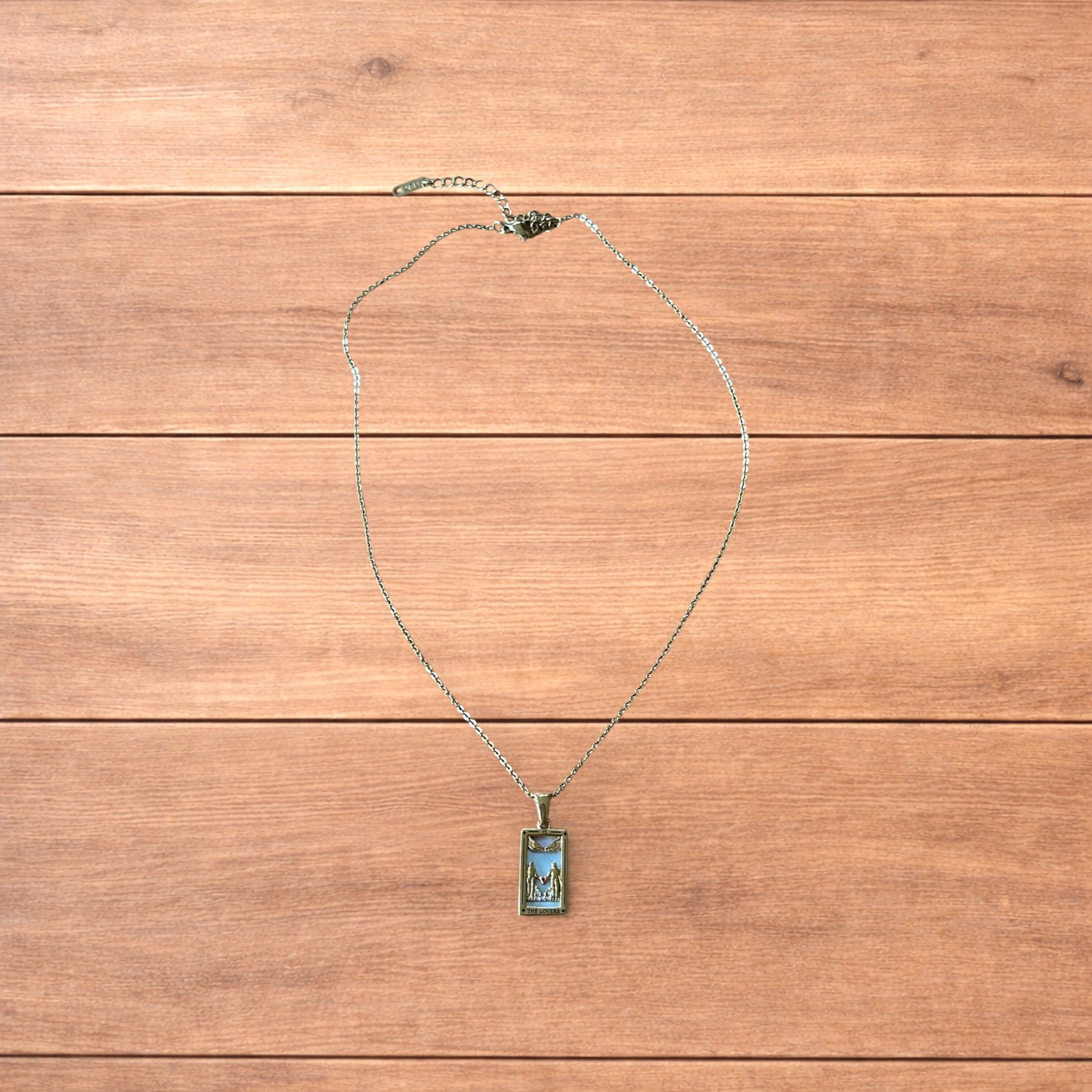 Japanese Brand Gold stainless pendant necklace of the lovers couple tarot . Size ONE SIZE - 3 Thumbnail