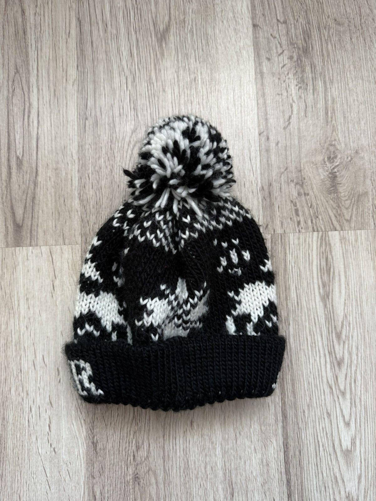 Moncler Moncler Logo Jacquard Pom Pom Hat Black White Wool Blend Size ONE SIZE - 19 Thumbnail