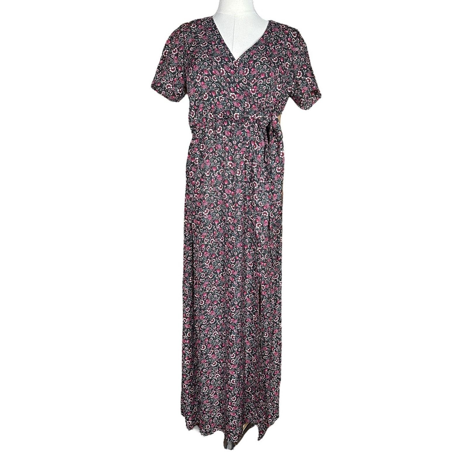 Other Miami Black Floral Print Faux Wrap Tie Maxi Dress Womens XS Size XS / US 0-2 / IT 36-38 - 1 Thumbnail