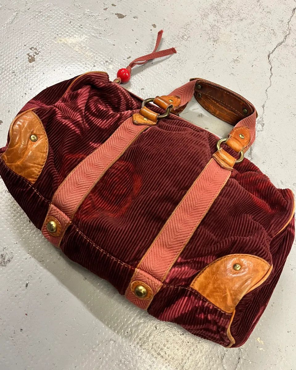 Marc Jacobs Marc Jacobs Burgundy Corduroy Leather Trim Red Handle Bag Size ONE SIZE - 4 Thumbnail