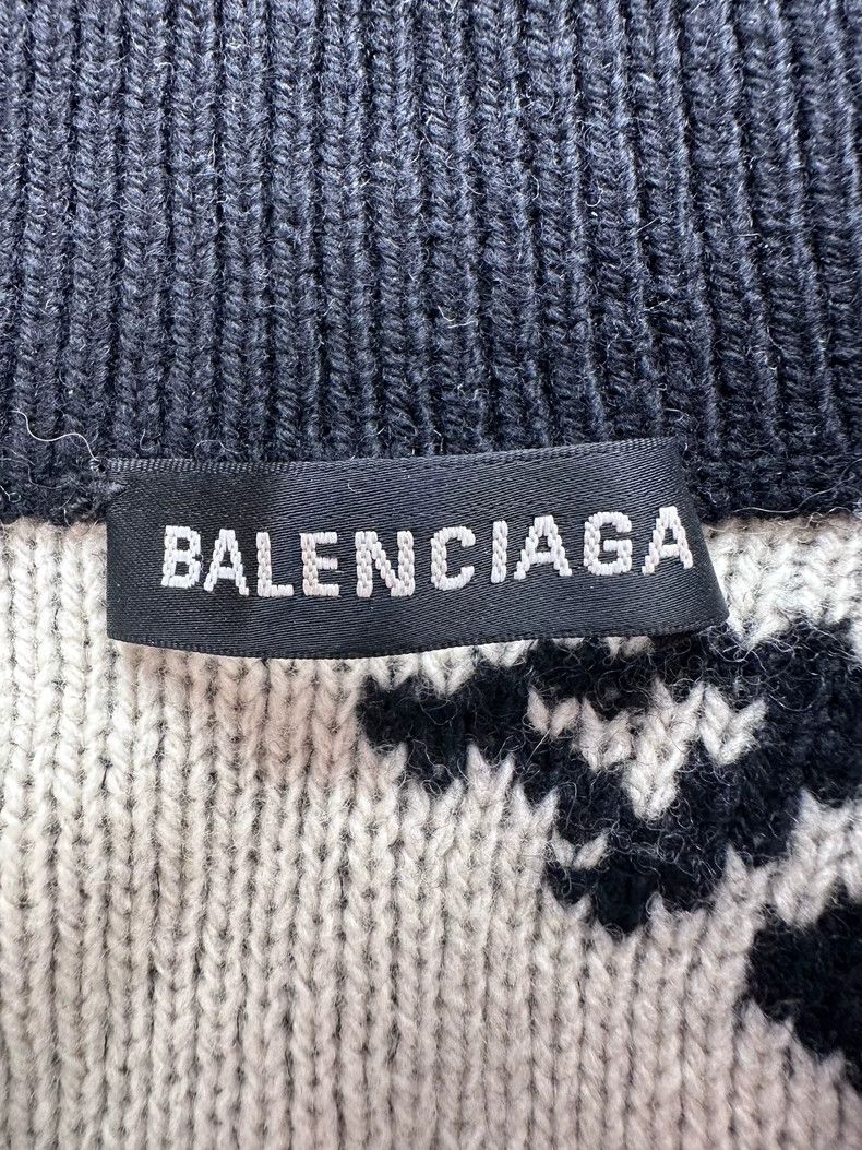 Balenciaga Balenciaga High Neck Full Print Logo Knit Sweater Jacket B Size US XS / EU 42 / 0 - 8 Thumbnail