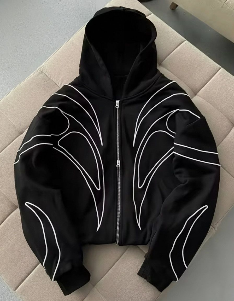 Other High Street Fashion Stripe Embroidery Double Zipper Hoodies Size US L / EU 52-54 / 3 - 6 Thumbnail