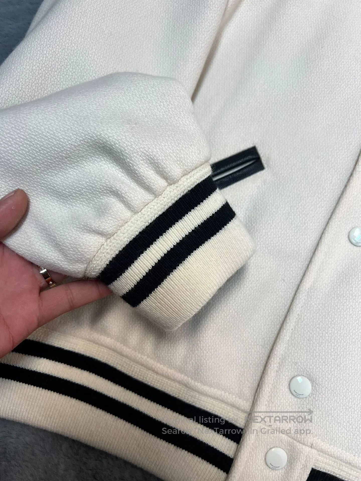 Saint Laurent Paris Saint Laurent Cream Varsity Jacket. Size US L / EU 52-54 / 3 - 6 Thumbnail