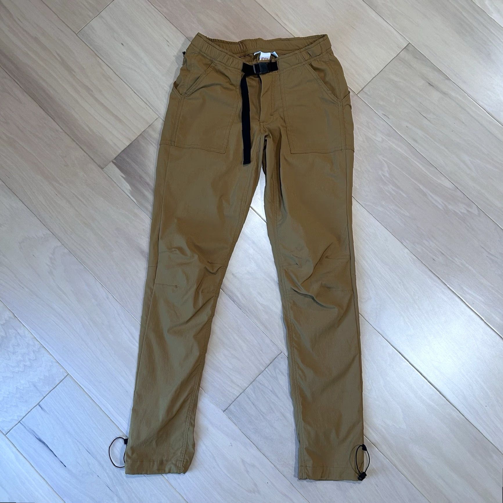 Topo Designs Topo Designs Tech Pants Women XS Distressed Tan 26-28 30in Zip Fly Snap Flat Front Stretch Pockets Nylon Spandex USA Vintage No Size 26" / US 2 / IT 38 - 2 Thumbnail