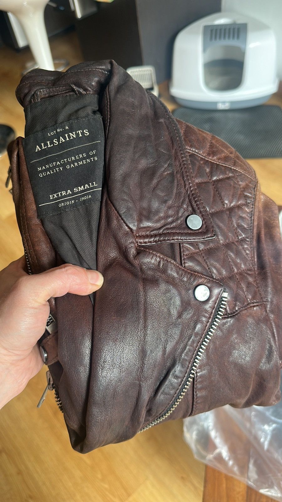 Allsaints All Saints Biker Conroy Lamb Leather Jacket XS Brown Size US XS / EU 42 / 0 - 2 Thumbnail
