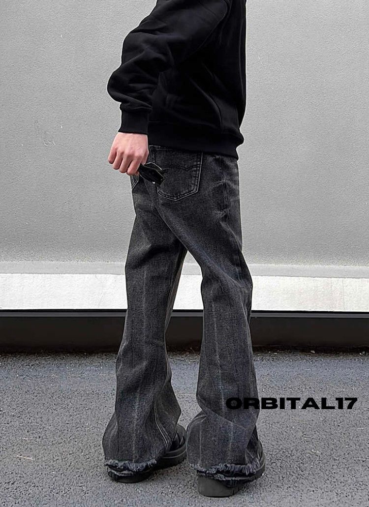 Jean Washed Wide Leg Denim Jeans, Stacked Jeans Size US 34 / EU 50 - 4 Thumbnail