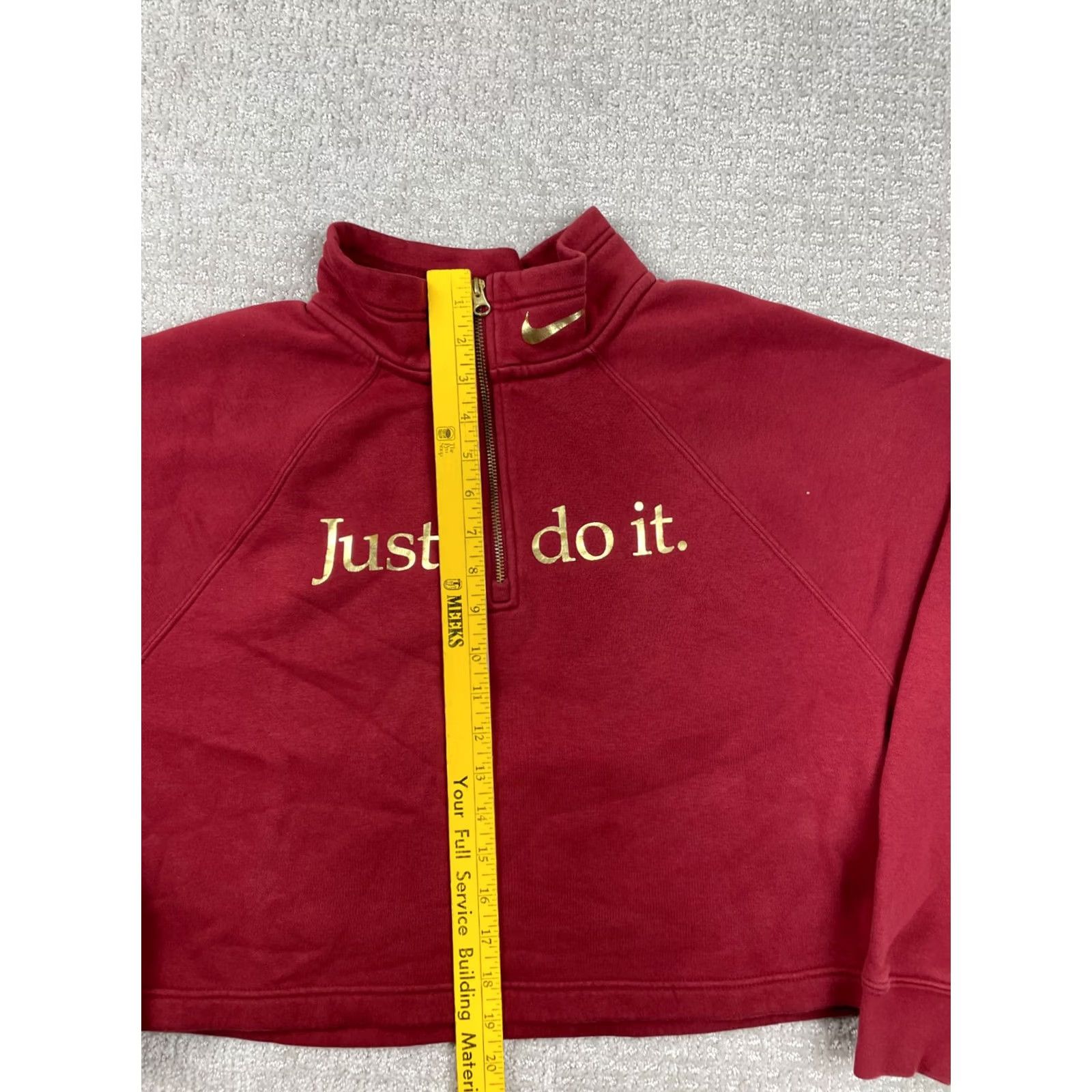 Nike Nike Sportswear Top Sweatshirt Womens Medium Shine Funnel Neck Half Zip Fleece BV4990-677 Red Long Sleeve Logo Pullover Size M / US 6-8 / IT 42-44 - 2 Thumbnail